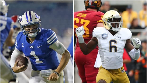 BYU QB Zach Wilson and Notre Dame LB Jeremiah Owusu-Koramoah